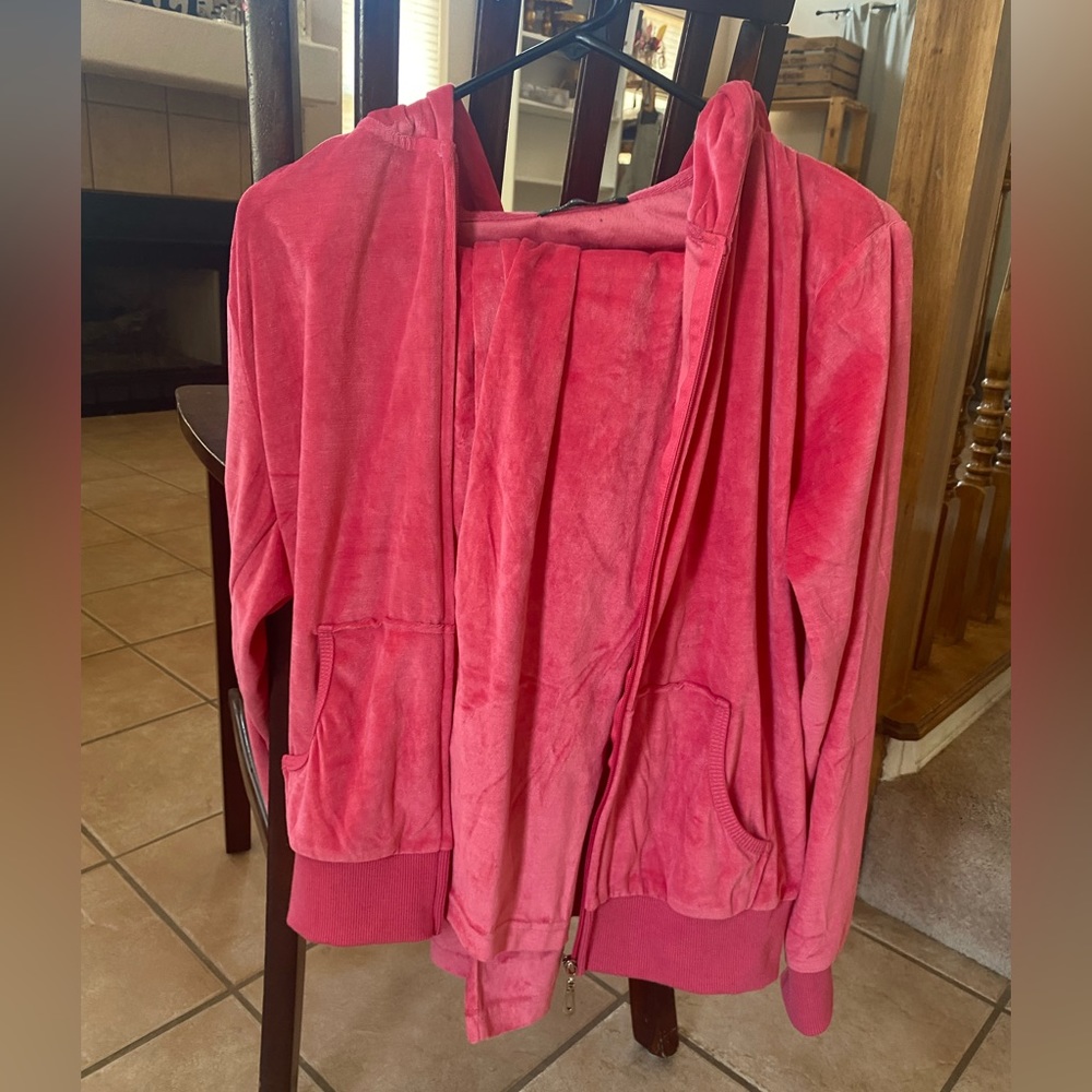 Hot pink felt track suit